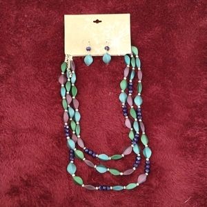 Beaded necklace and earrings